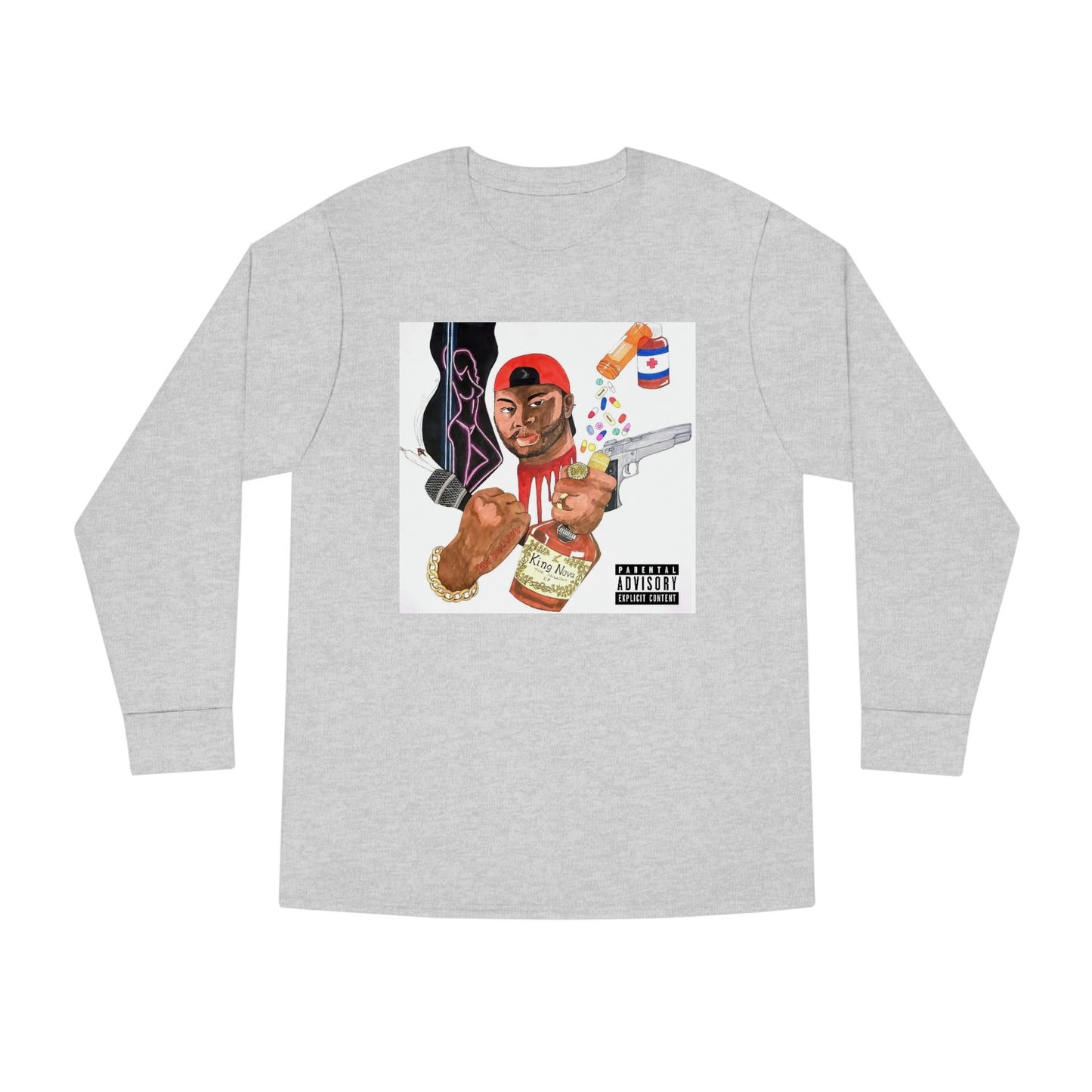 Long Sleeve Crewneck Tee King Nova & Goat Logo on back lnl